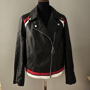 INC International Concepts Unique Vegan Leather Bomber Jacket Women's Large